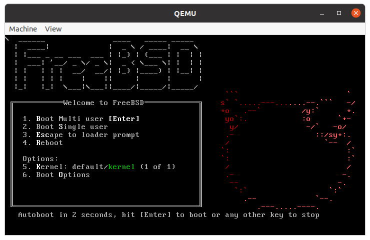 QEMU running bootloader