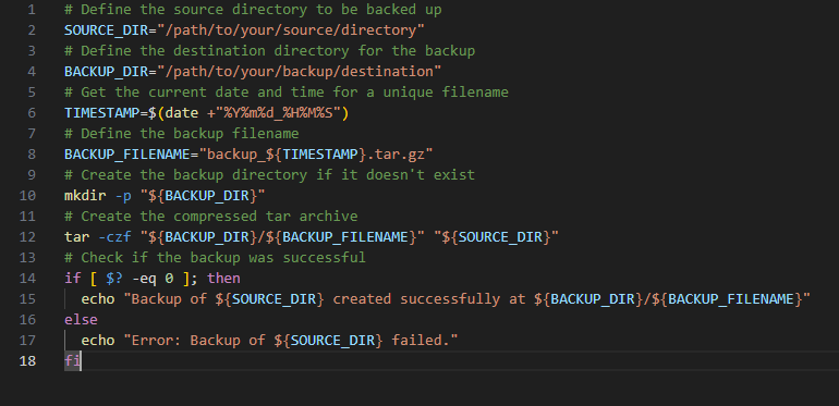 Bash backup script example