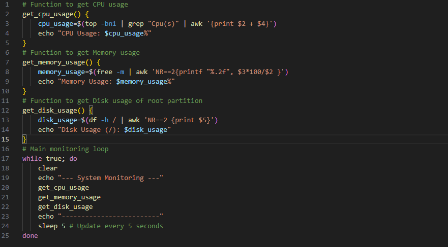 System monitoring bash script