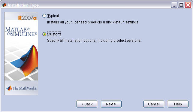 MATLAB installer start screen
