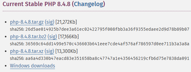 Download PHP from official site