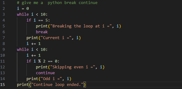 break and continue example