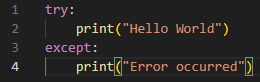 Python try-except example