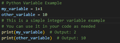 Python Variables Example