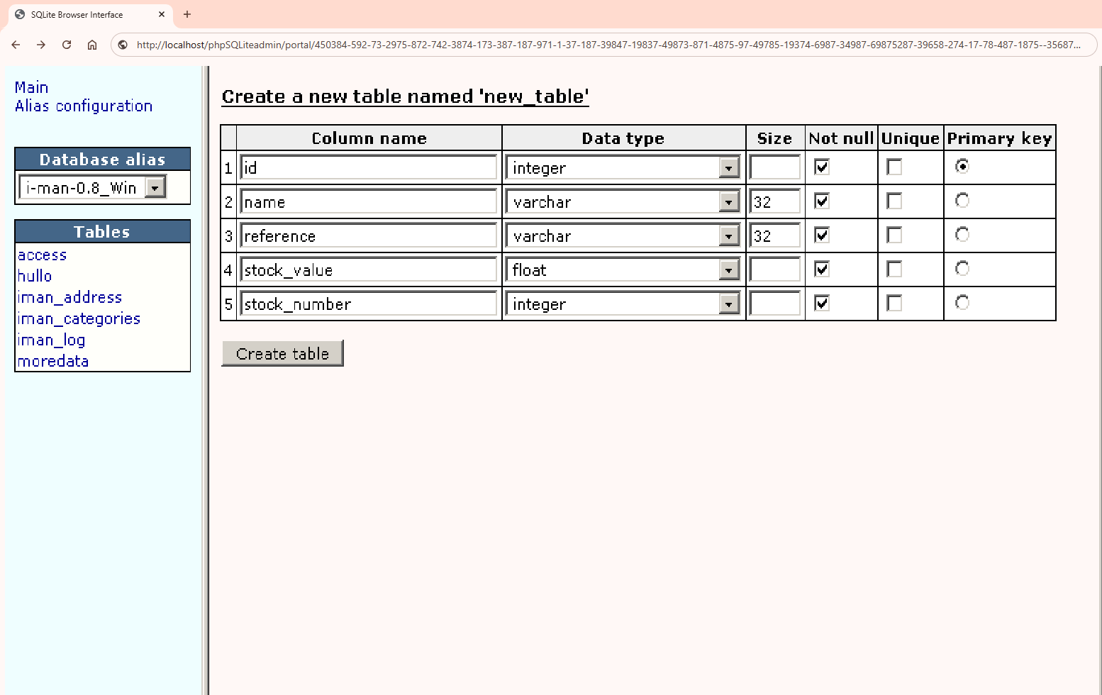 SQLite Browser Interface