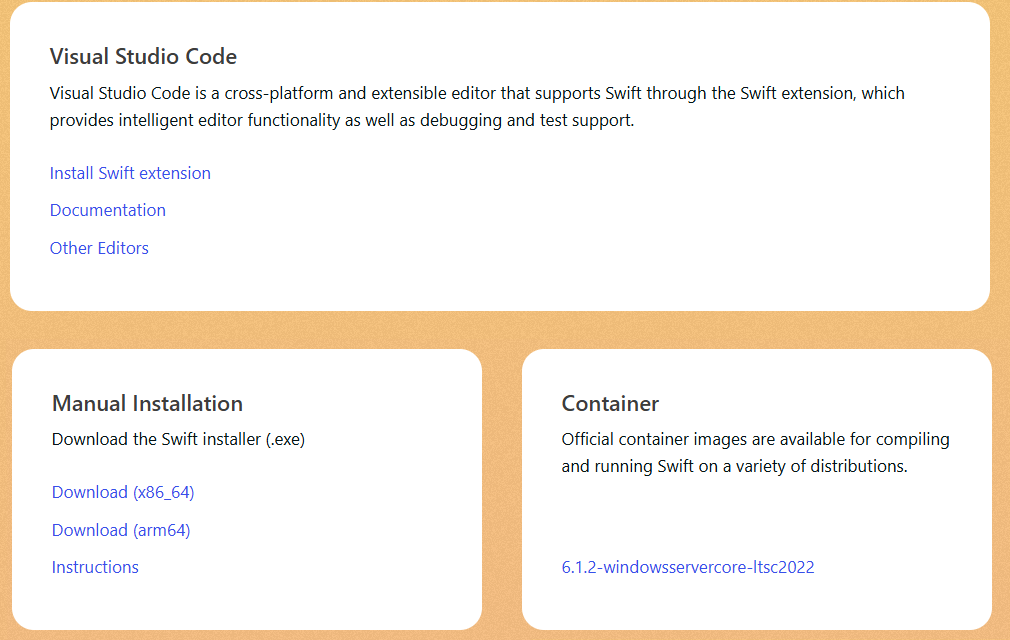 Swift installation from swift.org