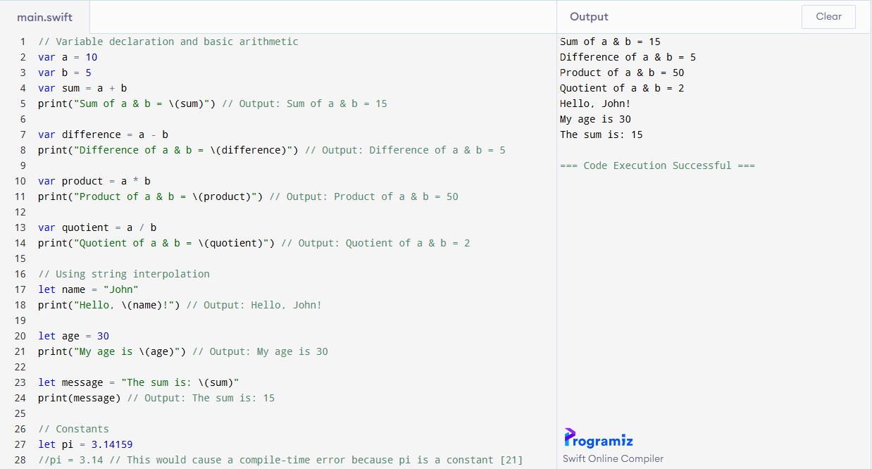 Using an online Swift compiler