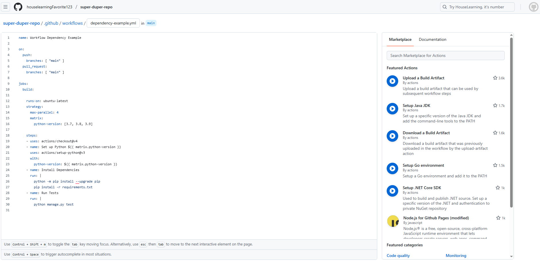 YAML example tree structure